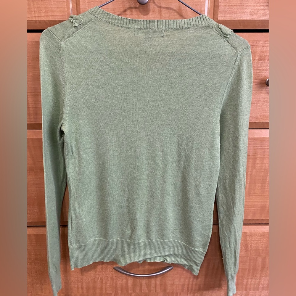 Banana Republic Green Silk Ruffle Front Cardigan XS - Picture 6 of 6